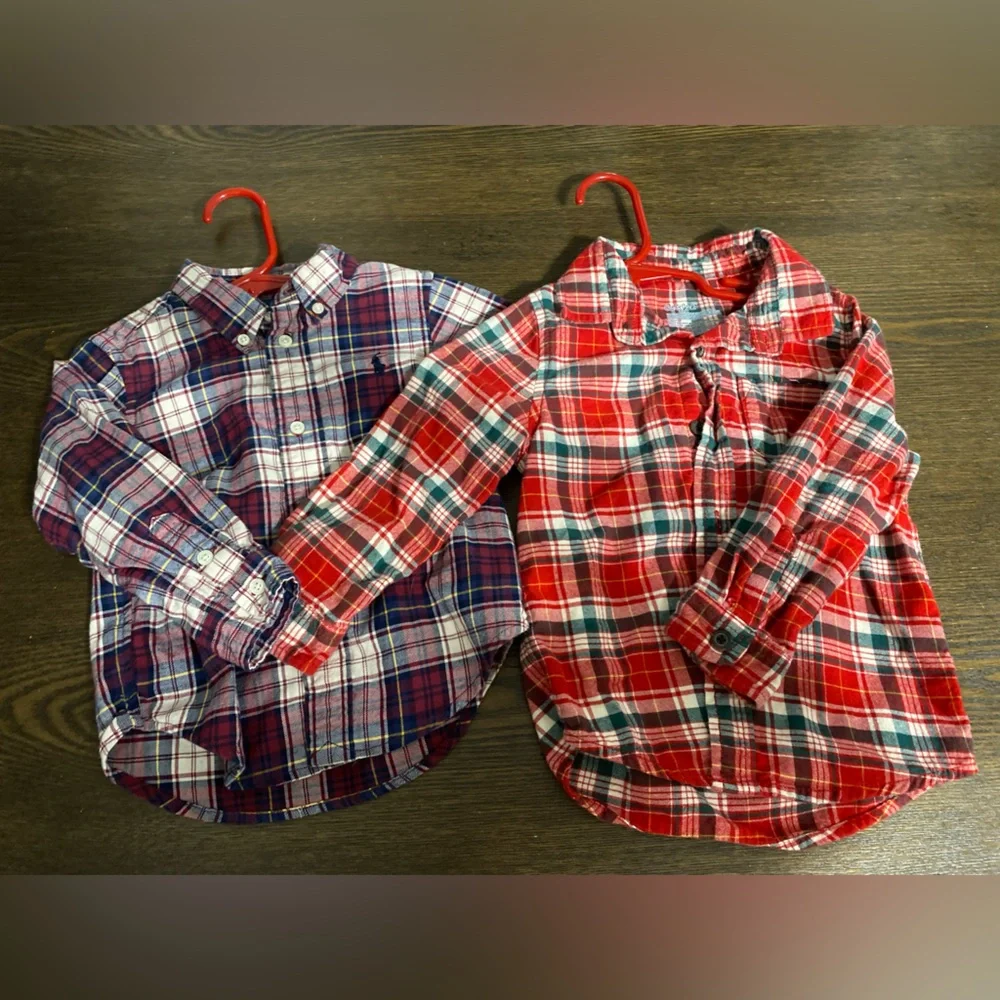 Ralph Lauren Excellent Condition Red Plaid Button Down and Cat and Jack 2T - Picture 1 of 4